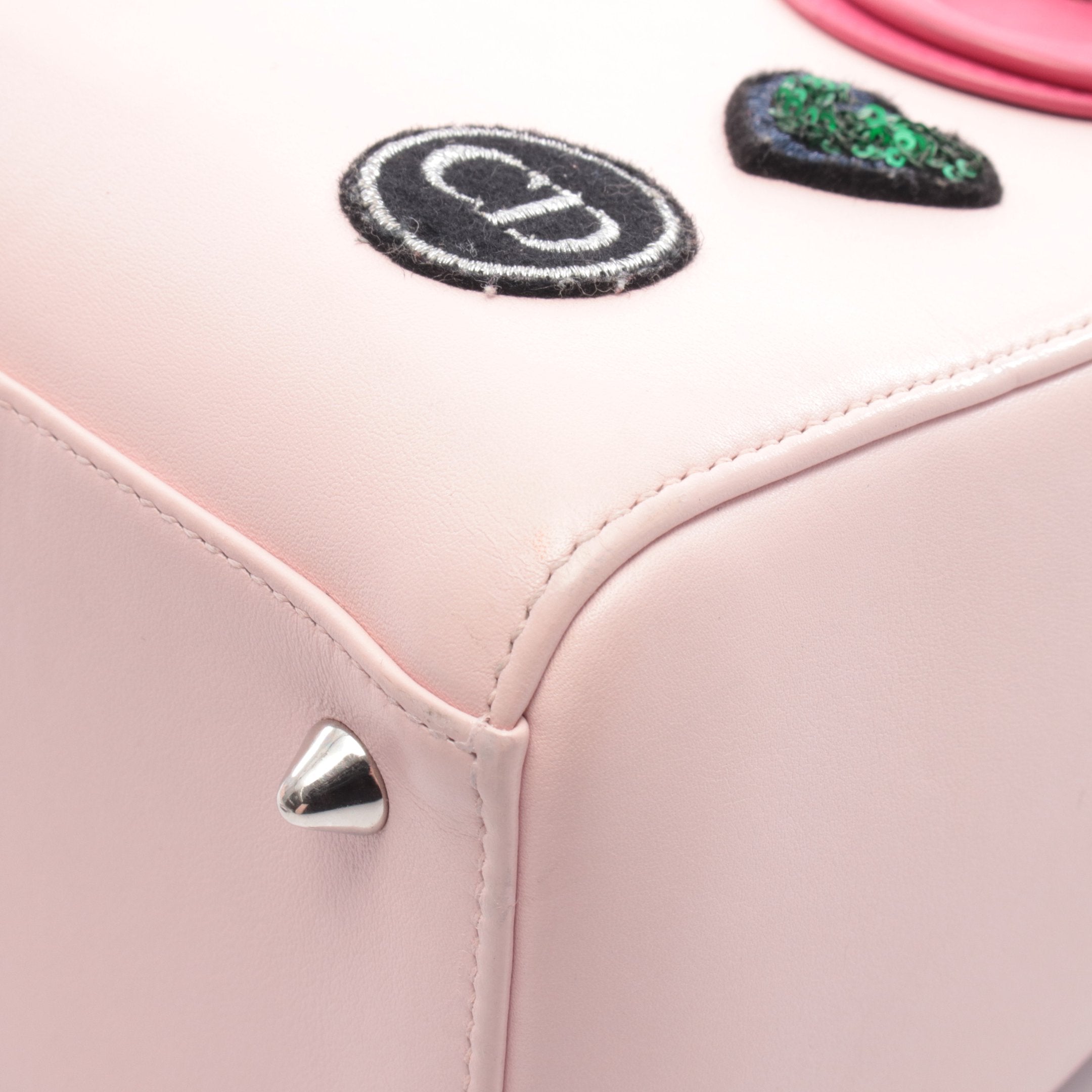 LADY DIOR レディディオール ハンドバッグ ハート ワッペン レザー