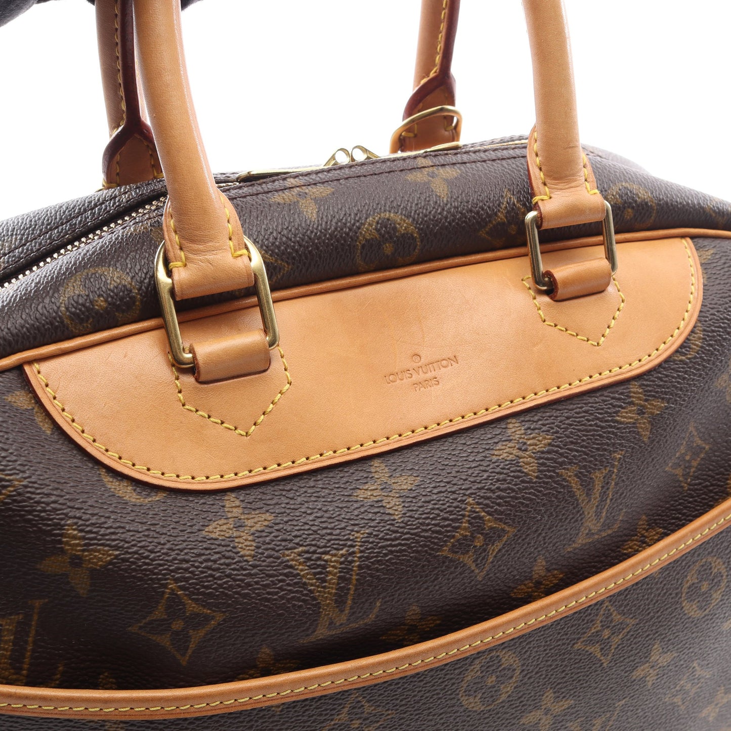 ドーヴィル ボーリングヴァニティ モノグラム ハンドバッグ PVC レザー ブラウン ルイヴィトン バッグ LOUIS VUITTON