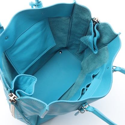 ペーパー A5 ハンドバッグ トートバッグ レザー ライトブルー バレンシアガ バッグ BALENCIAGA