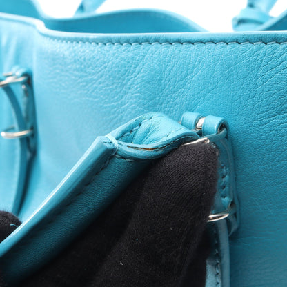 ペーパー A5 ハンドバッグ トートバッグ レザー ライトブルー バレンシアガ バッグ BALENCIAGA