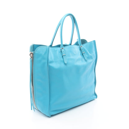 ペーパー A5 ハンドバッグ トートバッグ レザー ライトブルー バレンシアガ バッグ BALENCIAGA