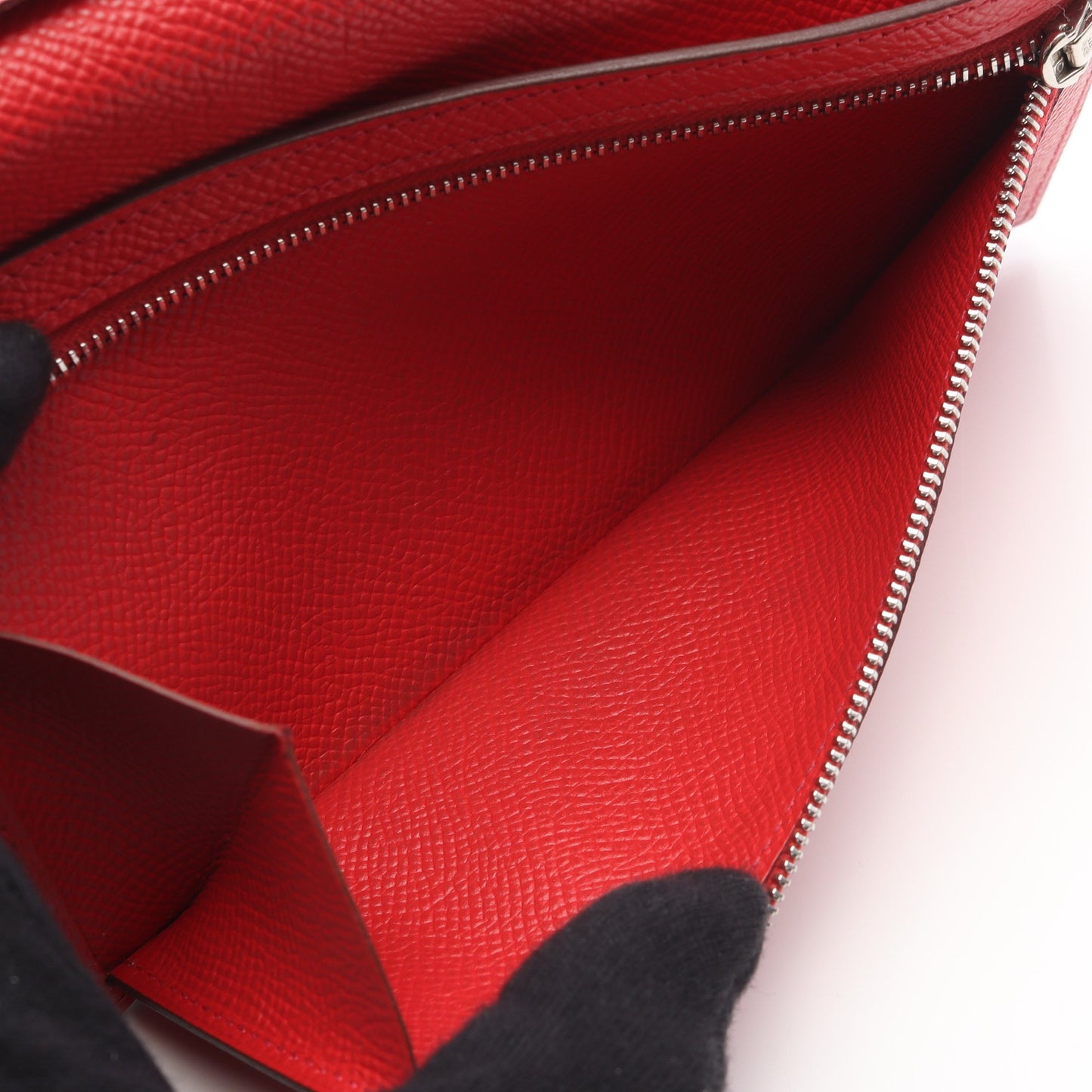 ベアンスフレ ルージュカザック 二つ折り長財布 ヴォーエプソン レッド シルバー金具 □R刻印 エルメス 財布・小物 HERMES