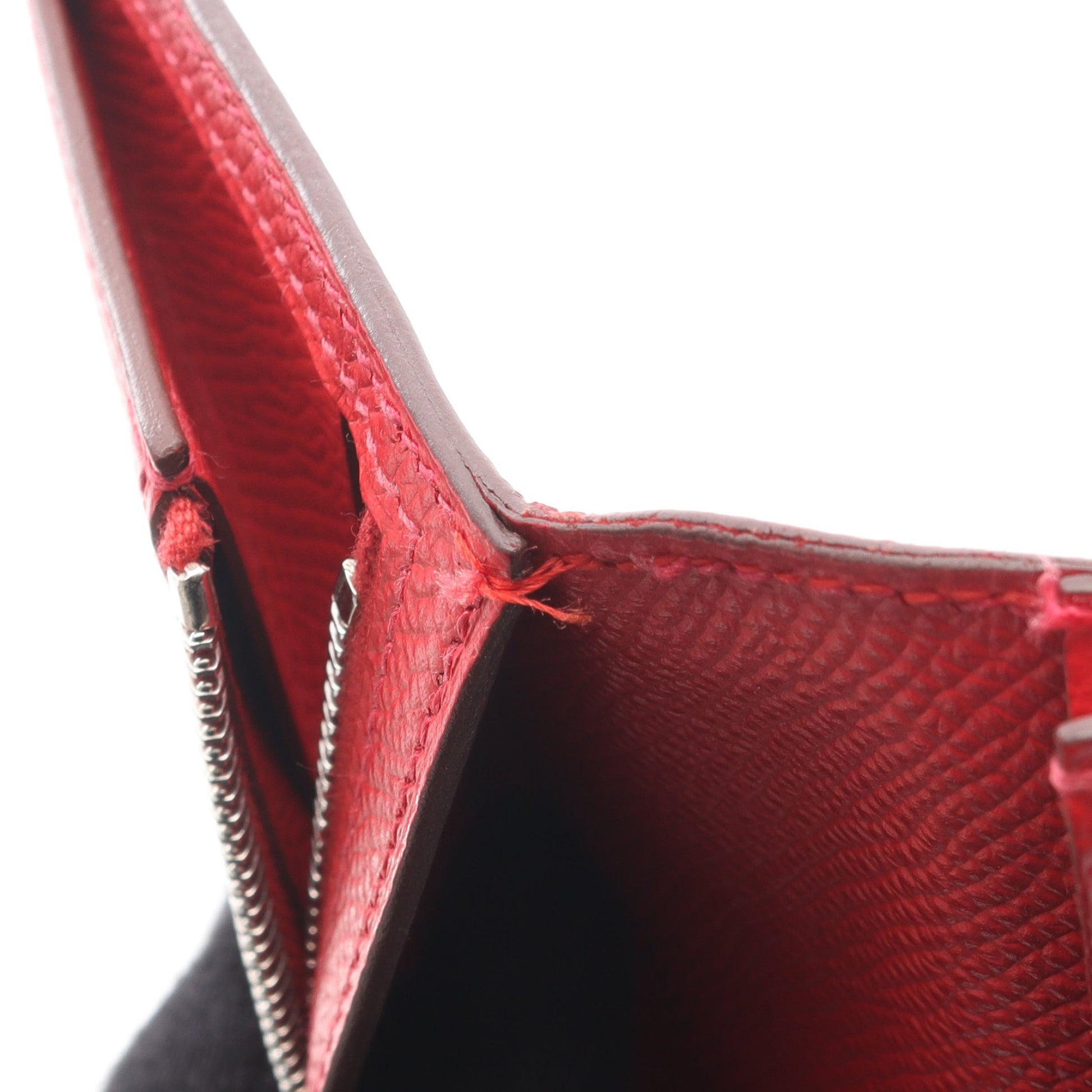 ベアンスフレ ルージュカザック 二つ折り長財布 ヴォーエプソン レッド シルバー金具 □R刻印 エルメス 財布・小物 HERMES