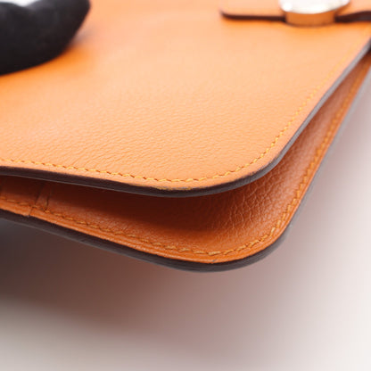 ドゴンロング 二つ折り長財布 エバーカラー オレンジ シルバー金具 D刻印 エルメス 財布・小物 HERMES