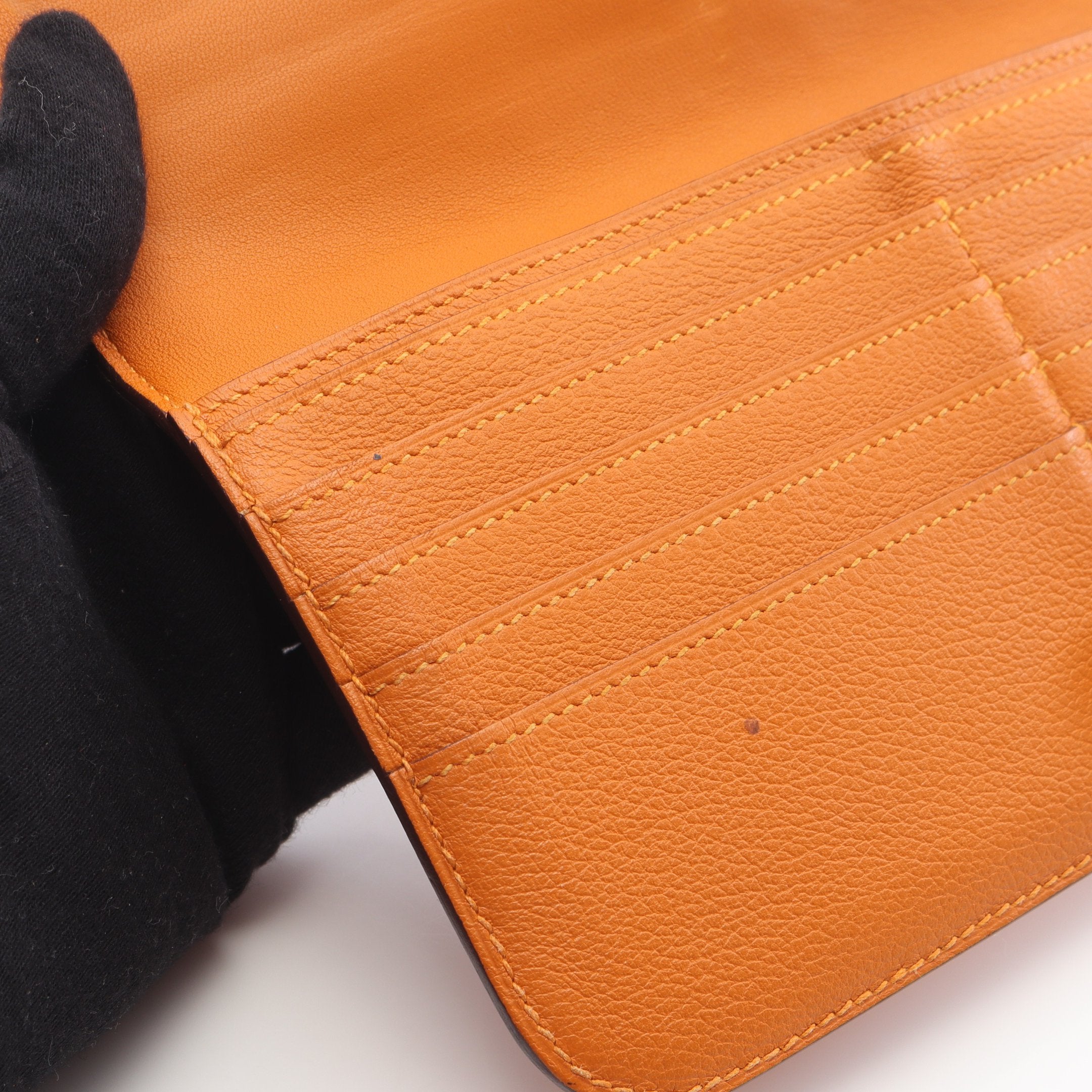 ドゴンロング 二つ折り長財布 エバーカラー オレンジ シルバー金具 D