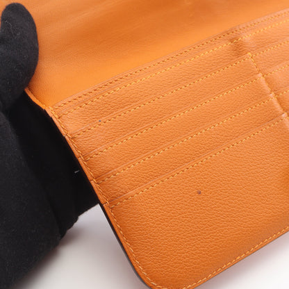 ドゴンロング 二つ折り長財布 エバーカラー オレンジ シルバー金具 D刻印 エルメス 財布・小物 HERMES