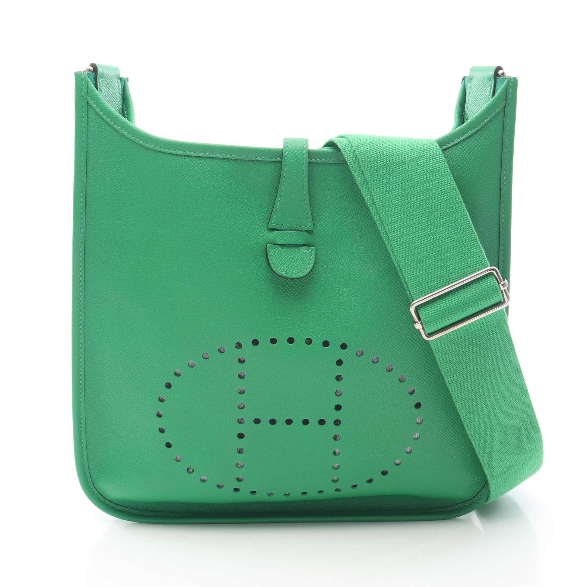 エヴリン 3 トロワ PM バンブー ショルダーバッグ ヴォーエプソン グリーン シルバー金具 T刻印 エルメス バッグ HERMES