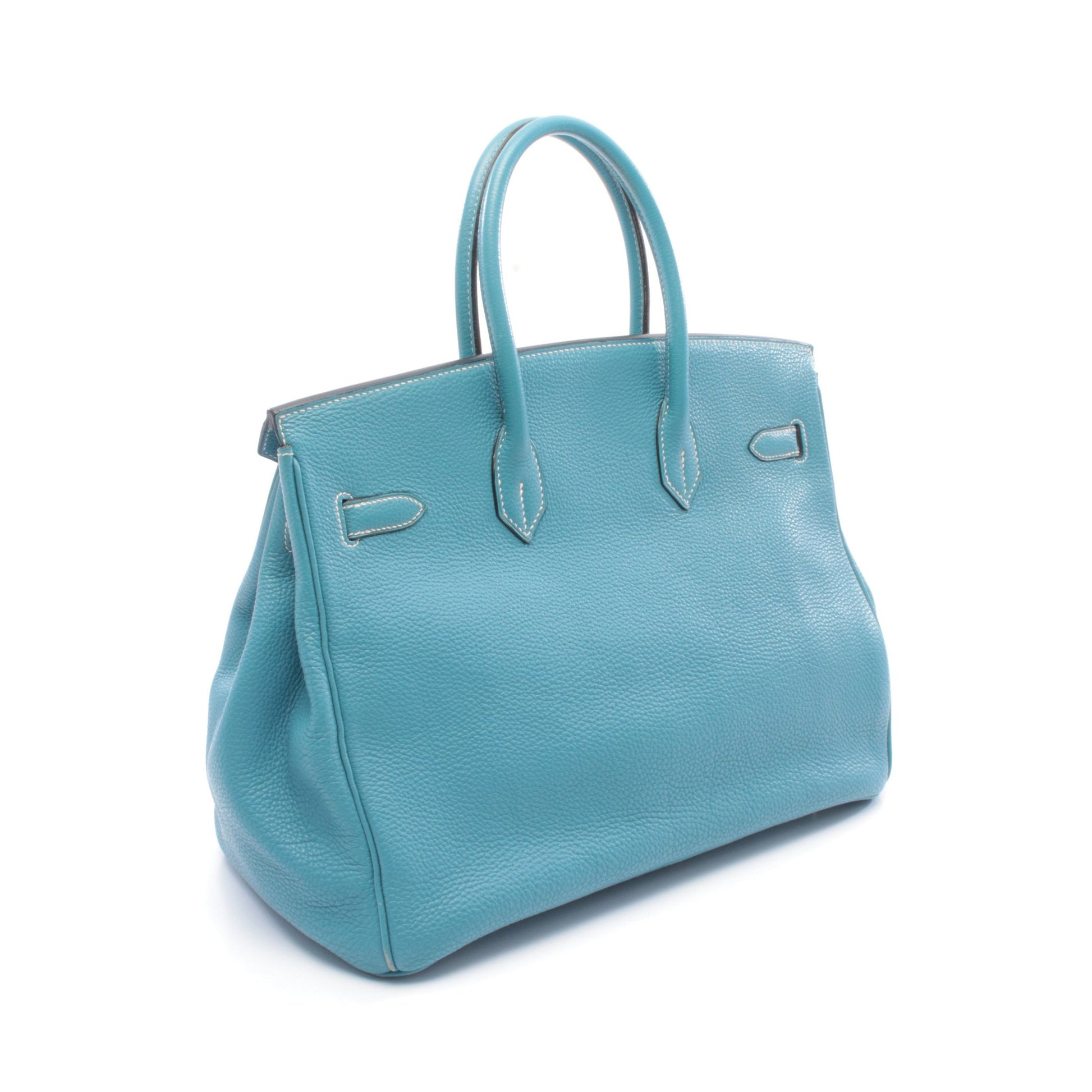 バーキン35 ブルージーン ハンドバッグ トゴ ライトブルー シルバー金具 □H刻印 エルメス バッグ HERMES