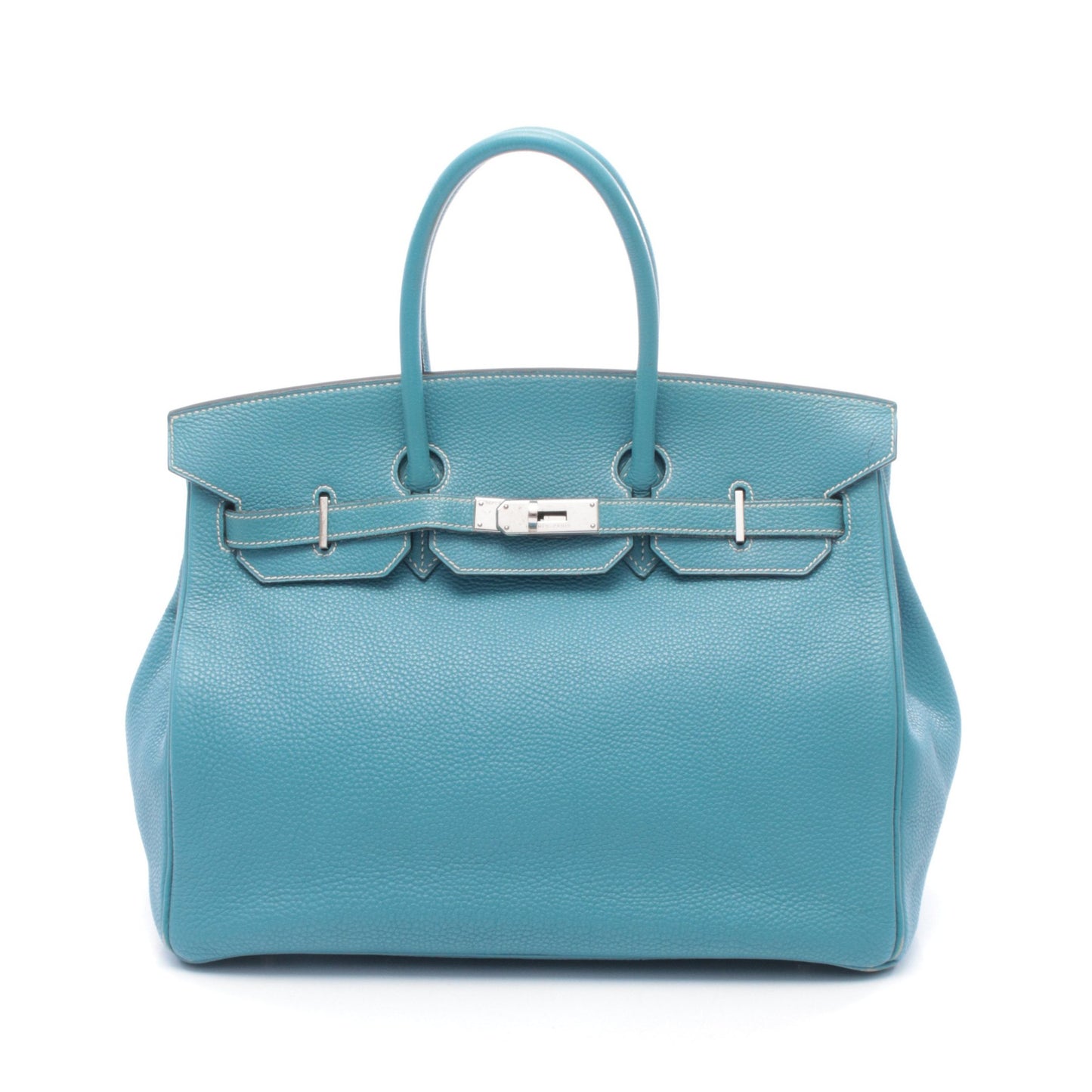 バーキン35 ブルージーン ハンドバッグ トゴ ライトブルー シルバー金具 □H刻印 エルメス バッグ HERMES