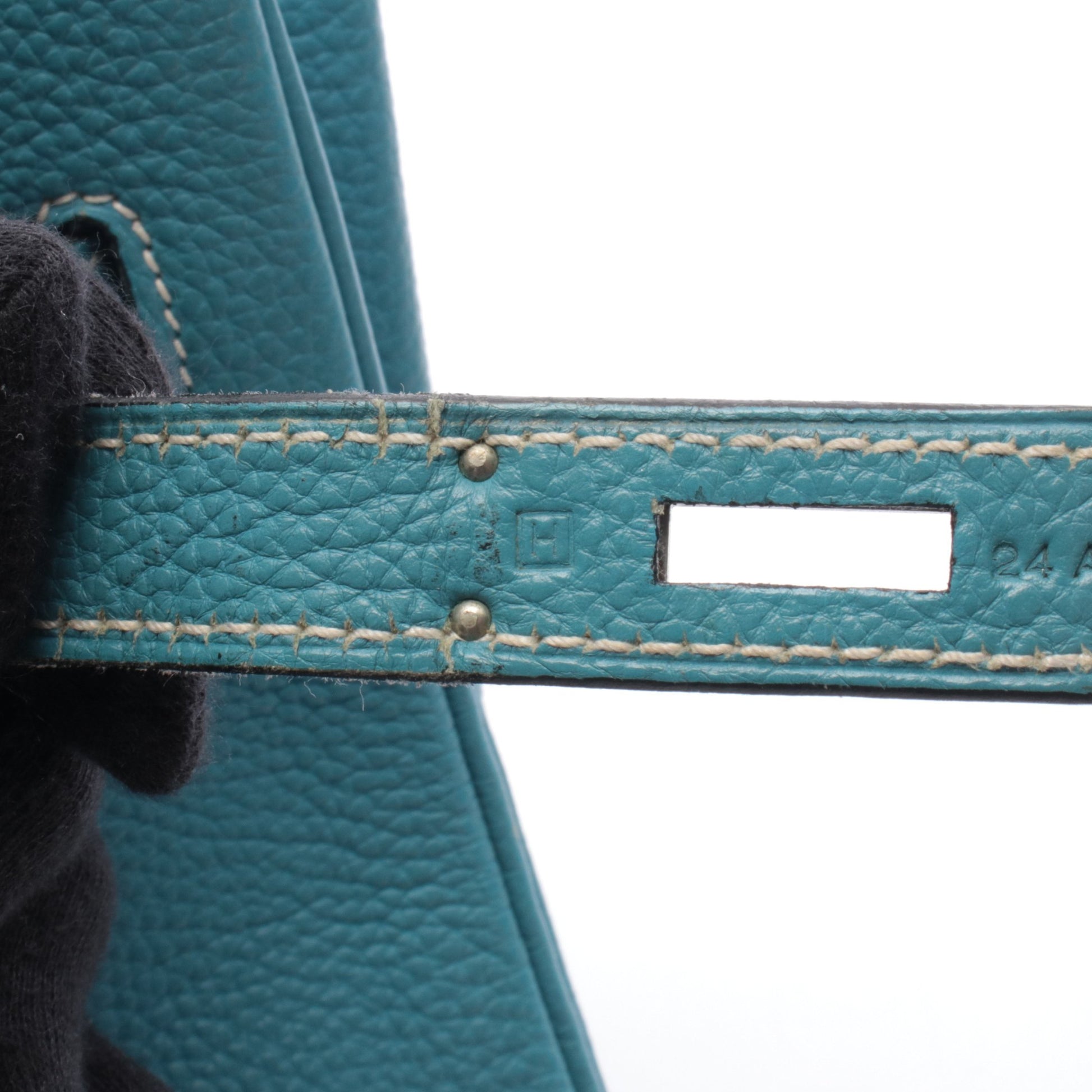 バーキン35 ブルージーン ハンドバッグ トゴ ライトブルー シルバー金具 □H刻印 エルメス バッグ HERMES