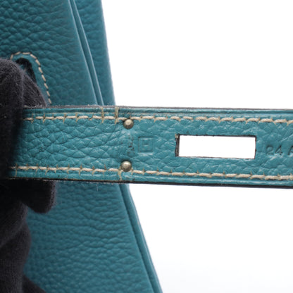 バーキン35 ブルージーン ハンドバッグ トゴ ライトブルー シルバー金具 □H刻印 エルメス バッグ HERMES