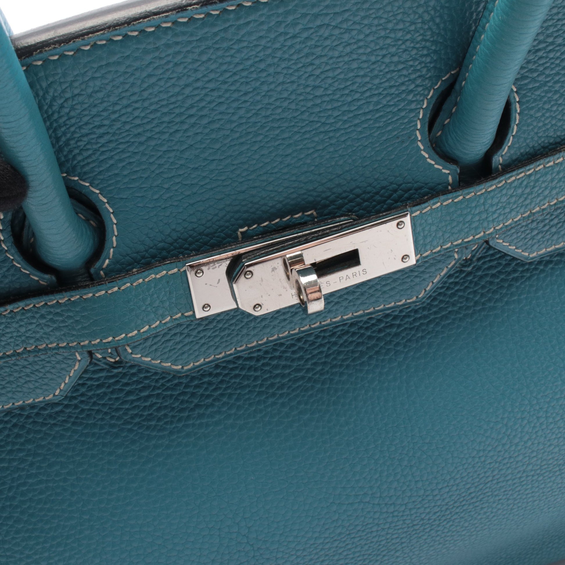 バーキン35 ブルージーン ハンドバッグ トゴ ライトブルー シルバー金具 □H刻印 エルメス バッグ HERMES