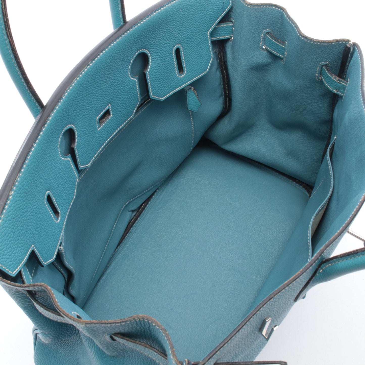 バーキン35 ブルージーン ハンドバッグ トゴ ライトブルー シルバー金具 □H刻印 エルメス バッグ HERMES