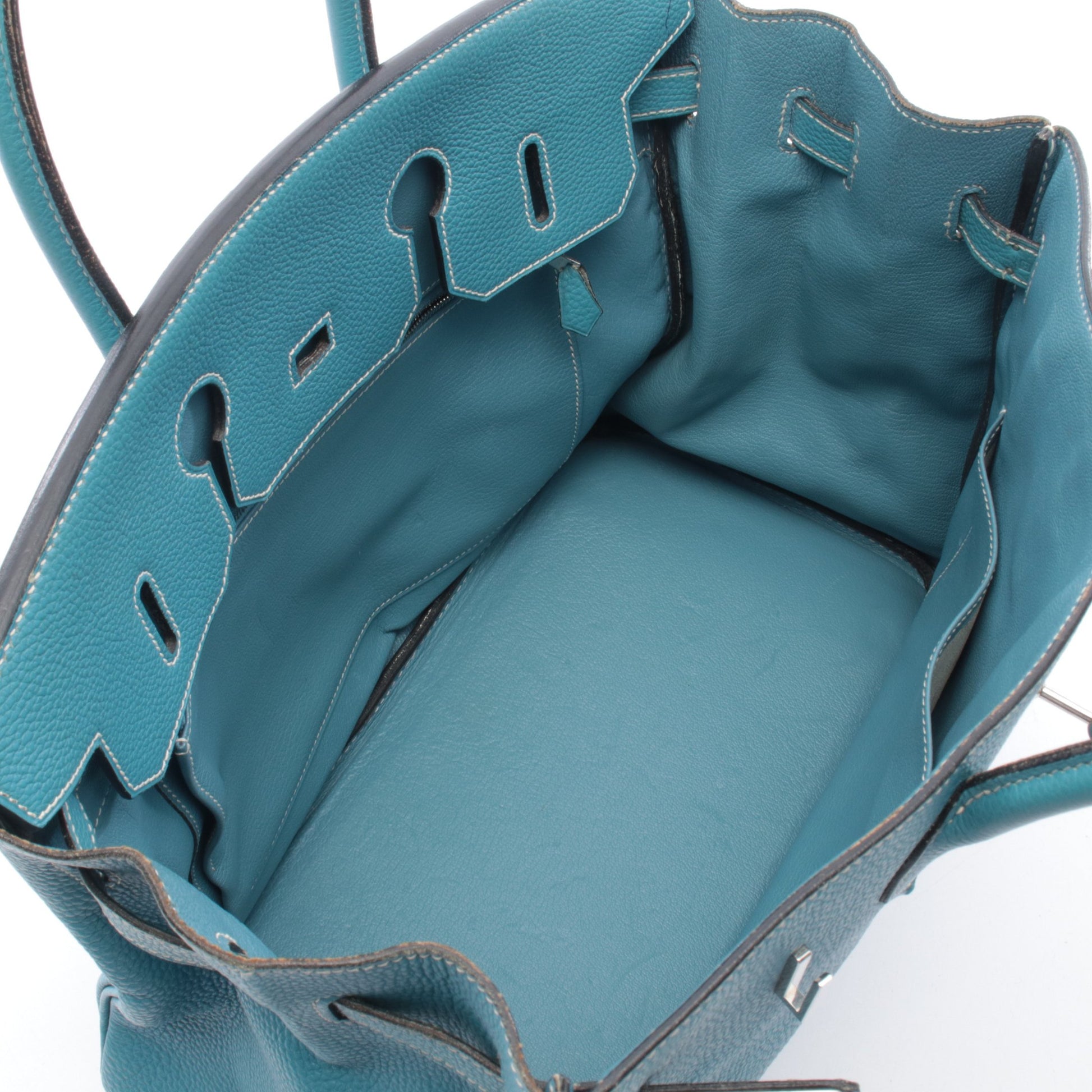 バーキン35 ブルージーン ハンドバッグ トゴ ライトブルー シルバー金具 □H刻印 エルメス バッグ HERMES