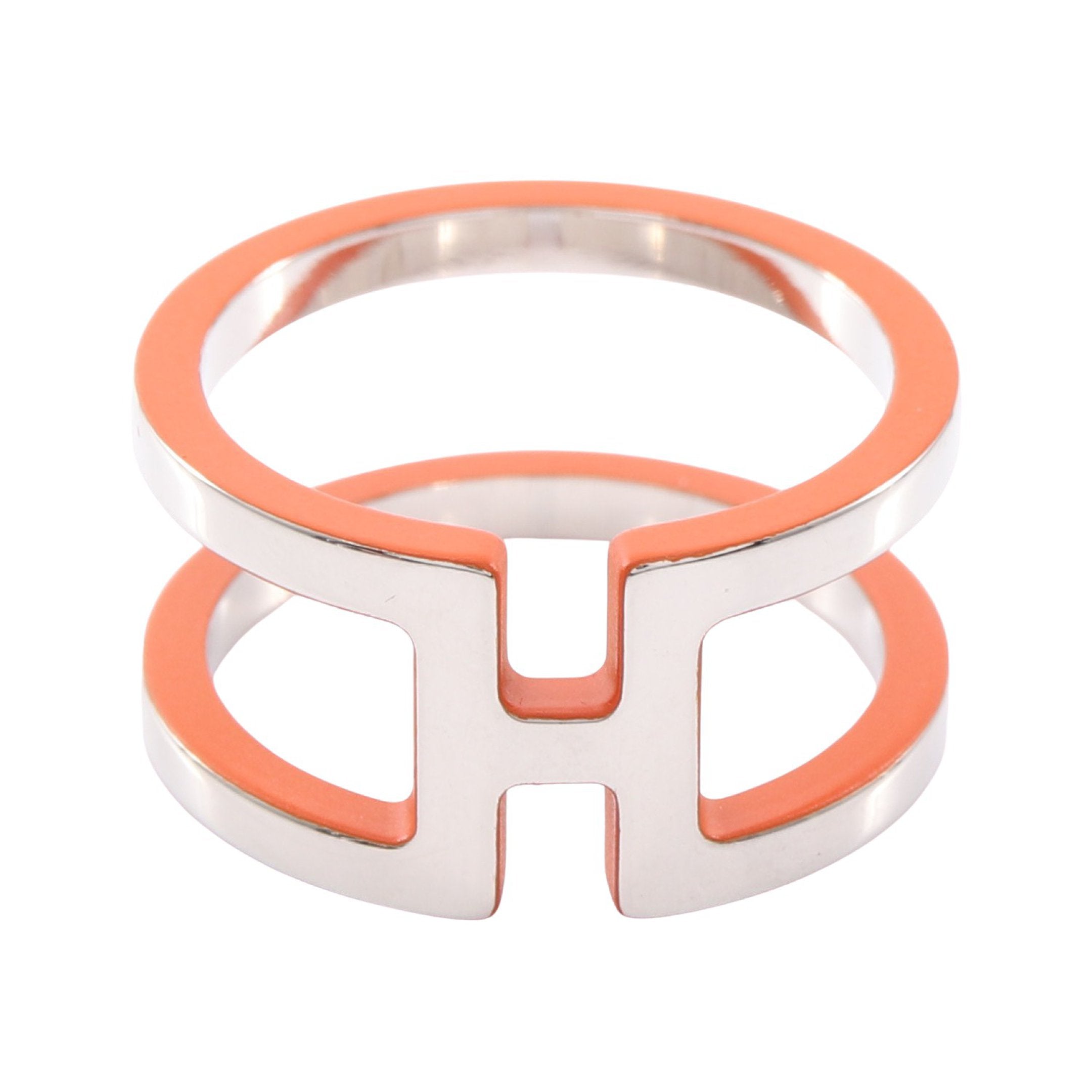 ハレクラニHERMES シルバースカーフリング オレンジ箱付き Hアンロン スカーフリング シルバー オレンジ エルメス – RECLO