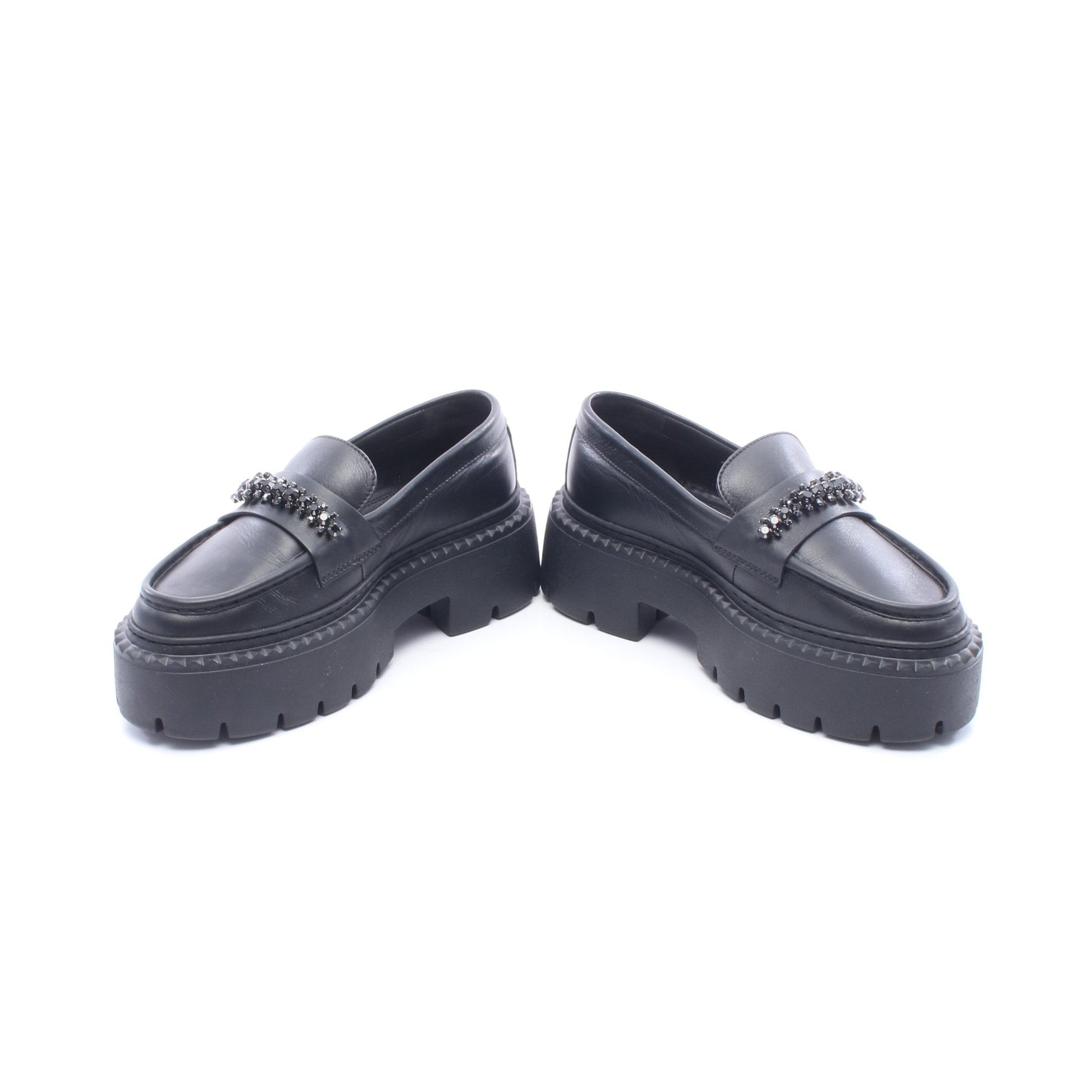 BRYER LOAFER FLAT ラインストーン ローファー レザー ブラック ジミーチュウ シューズ JIMMY CHOO