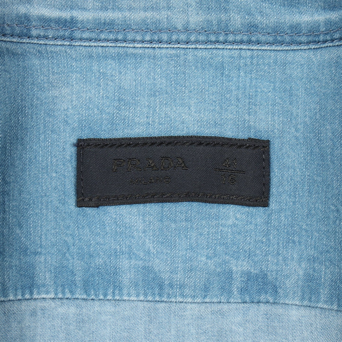 デニムシャツ 長袖 コットン ライトブルー ウォッシュ加工 プラダ トップス PRADA