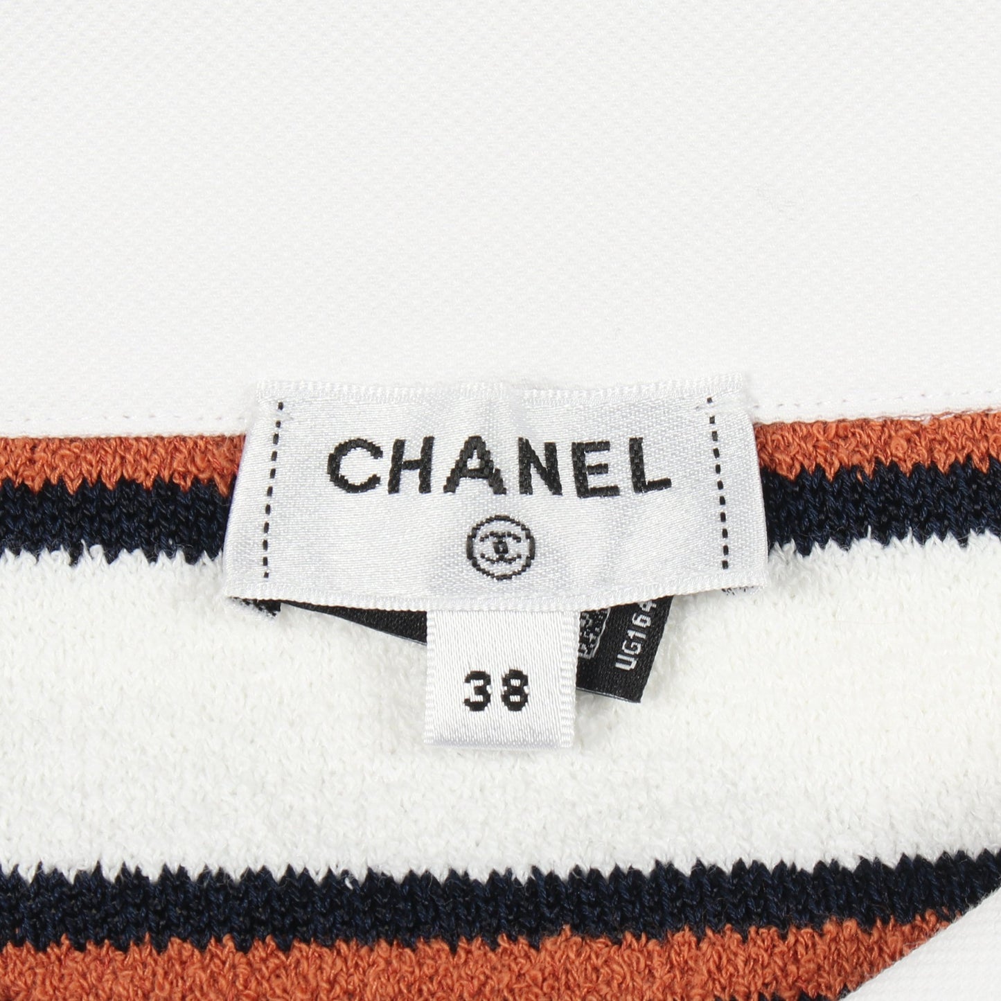 ポロシャツ 長袖 ボーダー コットン ホワイト ブラウン ブラック パイル シャネル トップス CHANEL