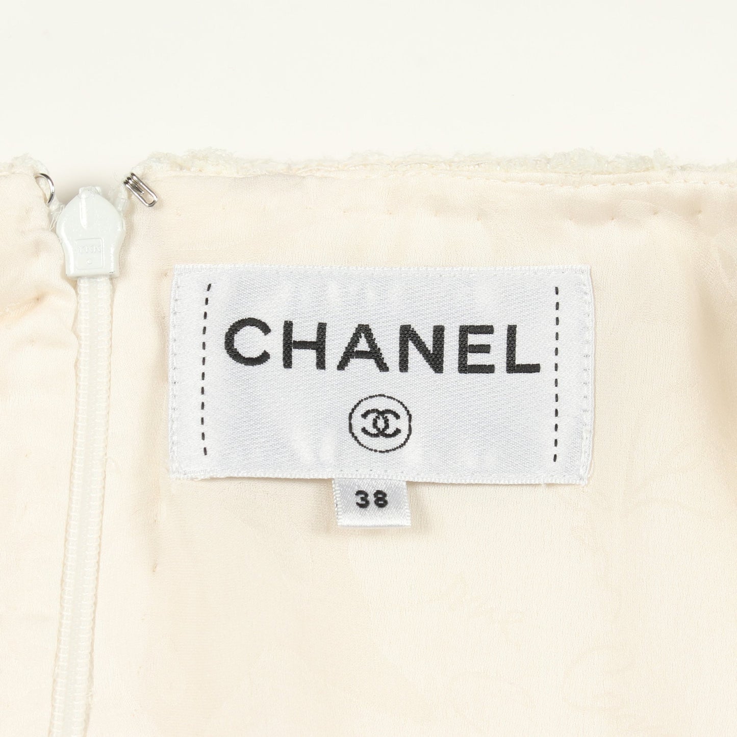 ココマークボタン ツイード ワンピース ナイロン コットン オフホワイト シャネル ワンピース CHANEL