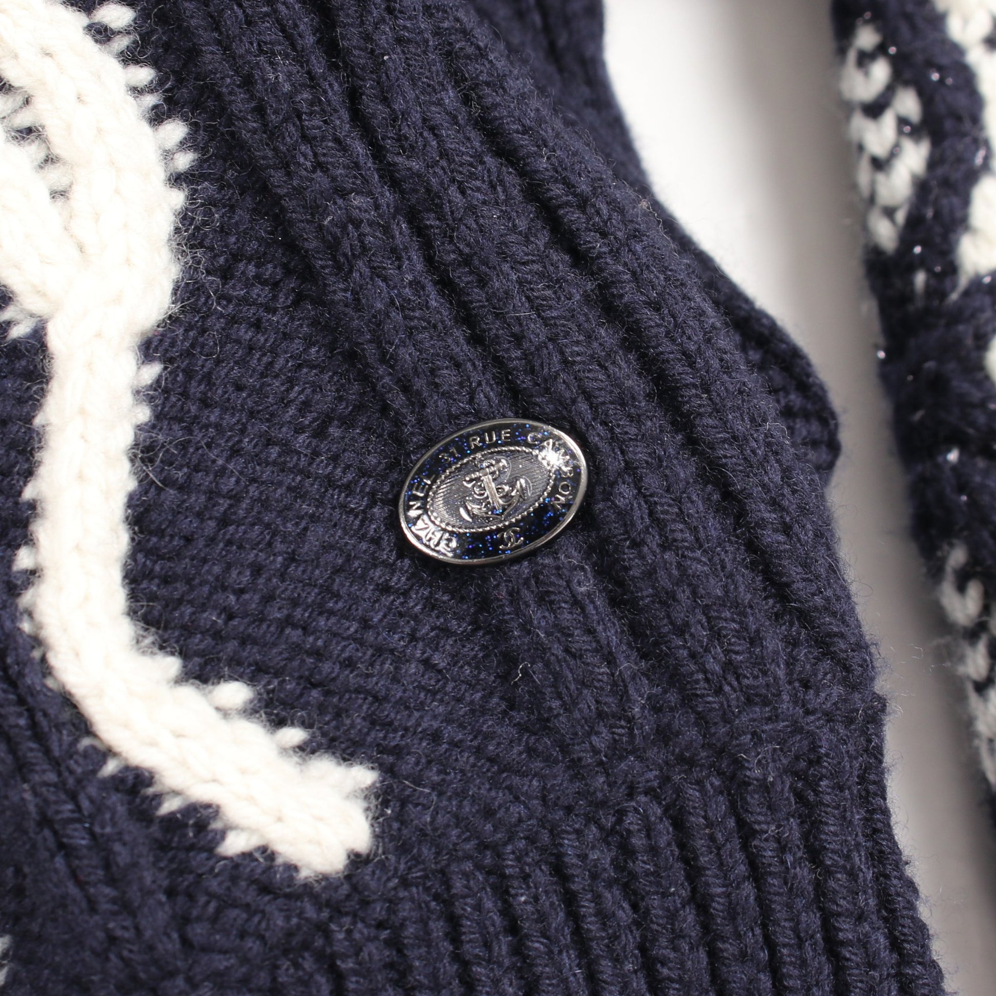 チュニック ケーブル ニットワンピース ウール カシミヤ ネイビー オフホワイト シャネル ワンピース CHANEL