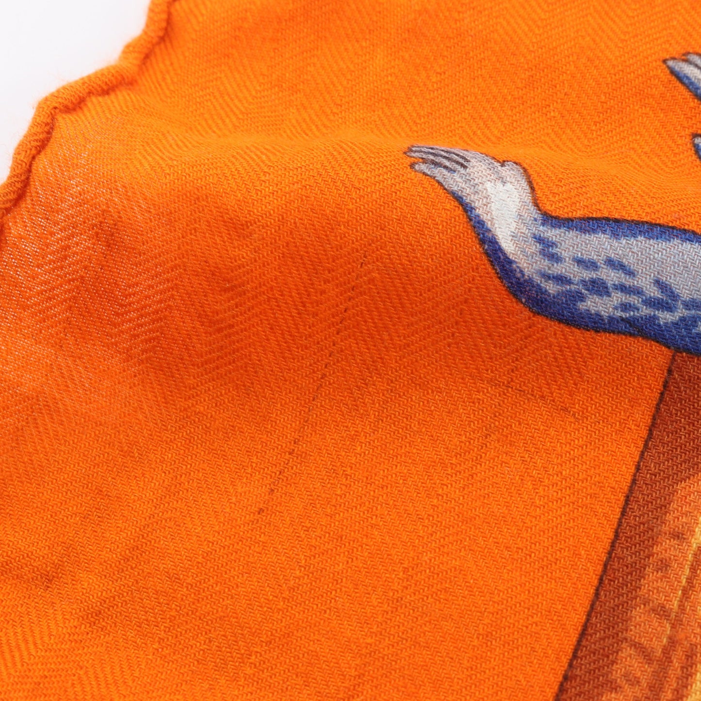 カレジェアン カレ140 TENDRESSE FELINE スカーフ ショール カシミヤ シルク オレンジ ベージュ マルチカラー エルメス 財布・小物 HERMES