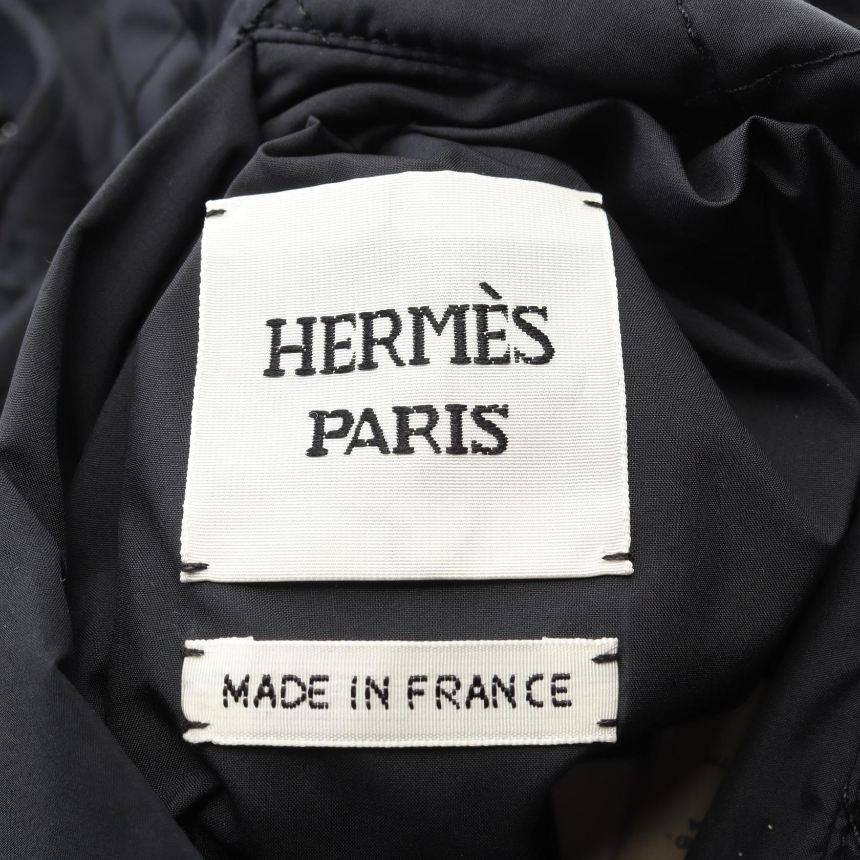 シェーヌダンクル セリエボタン コート コットン ネイビー リバーシブル エルメス アウター HERMES
