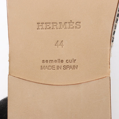 アンティグア スライドサンダル スエード ネイビー ベージュ エルメス シューズ HERMES