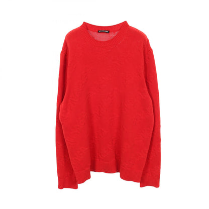 ロゴジャガード ニット クルーネック コットン レッド バレンシアガ トップス BALENCIAGA