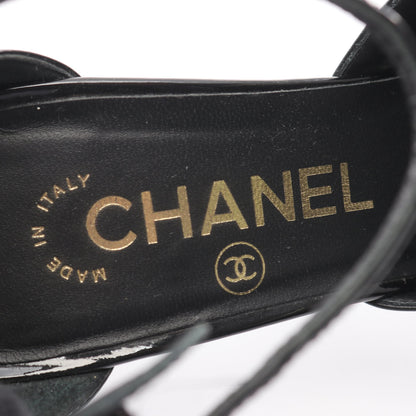アイコン パンプス アンクルチェーン レザー エナメルレザー ブラック シャネル シューズ CHANEL