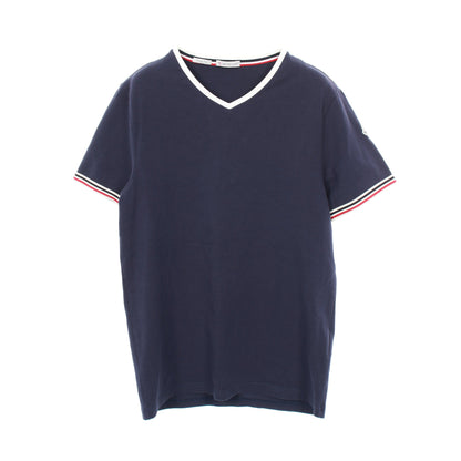 半袖Tシャツ Vネック ロゴワッペン コットン ネイビー ホワイト レッド モンクレール トップス MONCLER