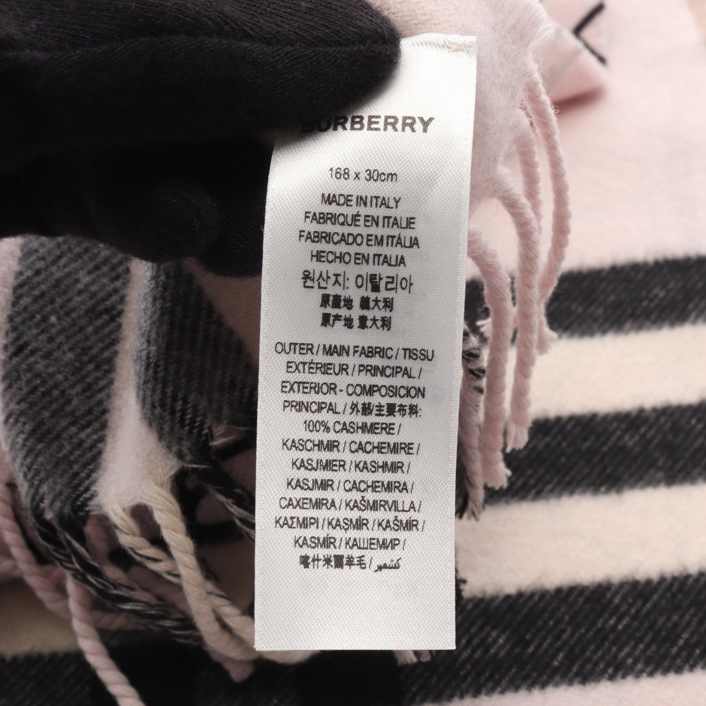 TBモノグラム マフラー チェック カシミヤ ライトピンク ブラック バーバリー 財布・小物 BURBERRY