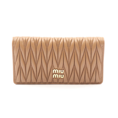 マテラッセ 二つ折り長財布 レザー ライトブラウン ミュウミュウ 財布・小物 miu miu