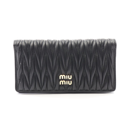 マテラッセ 二つ折り長財布 レザー ブラック ミュウミュウ 財布・小物 miu miu