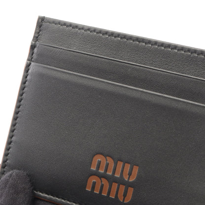 FINE CALF LOGO カードケース レザー ブラック ミュウミュウ 財布・小物 miu miu