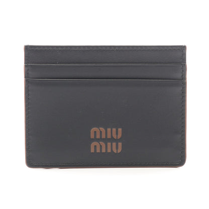 FINE CALF LOGO カードケース レザー ブラック ミュウミュウ 財布・小物 miu miu