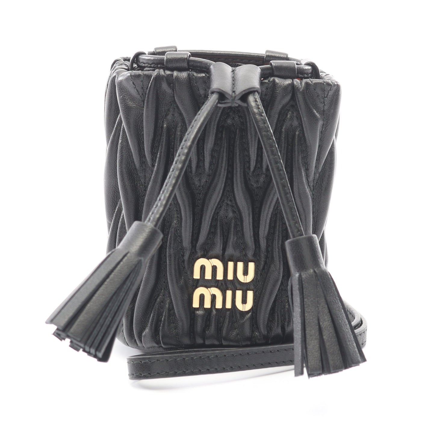 マテラッセ マイクロバッグ ショルダーバッグ レザー ブラック ミュウミュウ