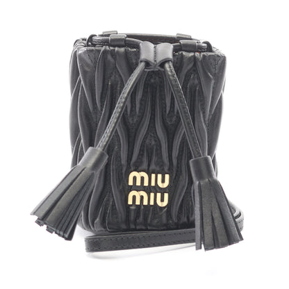 マテラッセ マイクロバッグ ショルダーバッグ レザー ブラック ミュウミュウ