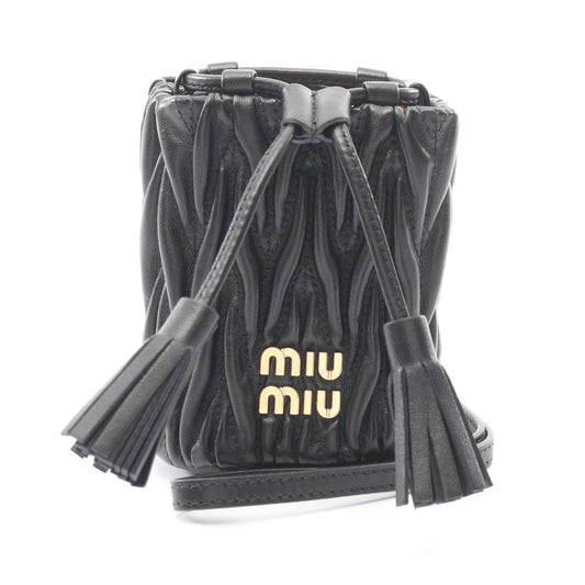 マテラッセ マイクロバッグ ショルダーバッグ レザー ブラック ミュウミュウ