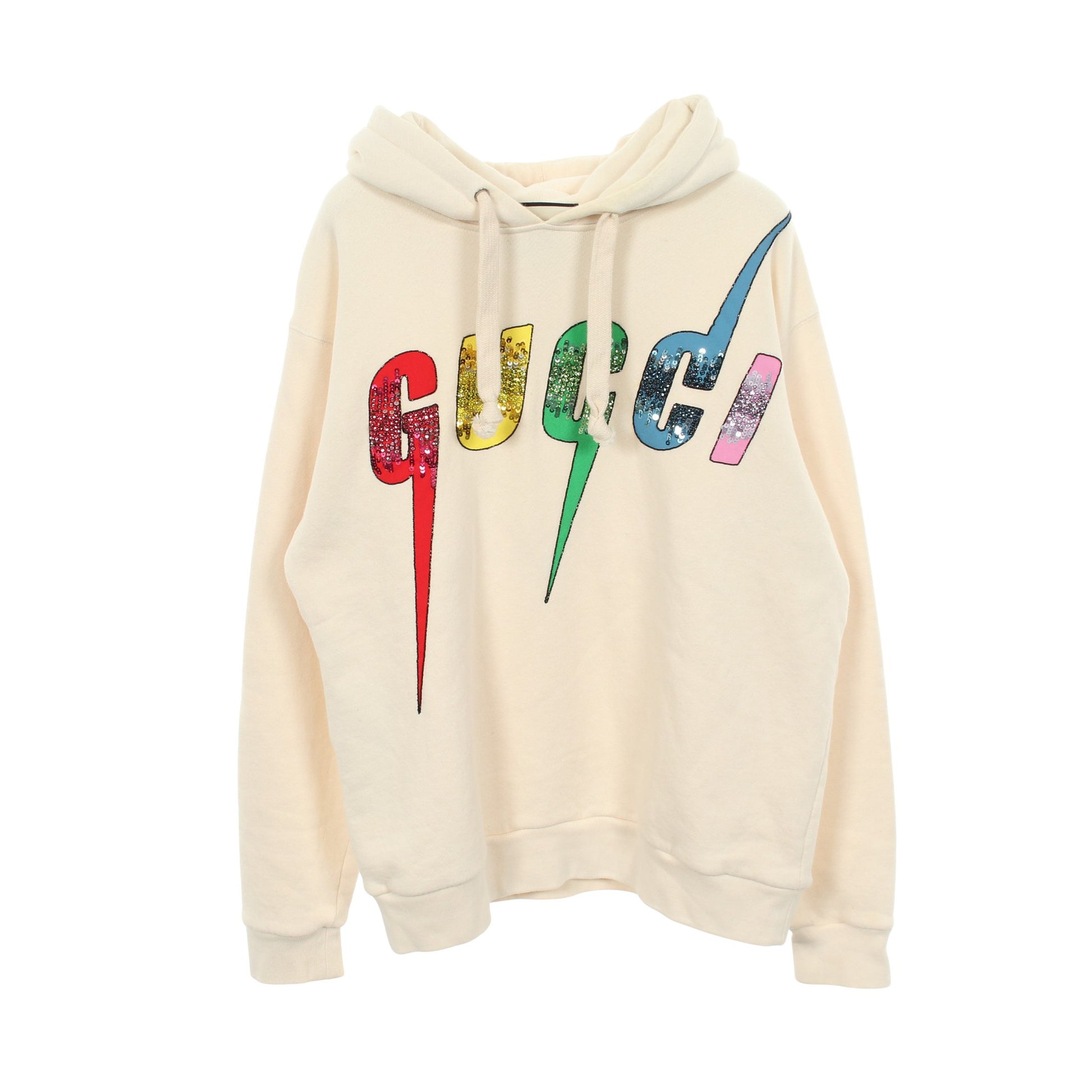 ブレードロゴ スパンコール プルオーバーパーカー コットン アイボリー マルチカラー グッチ トップス GUCCI