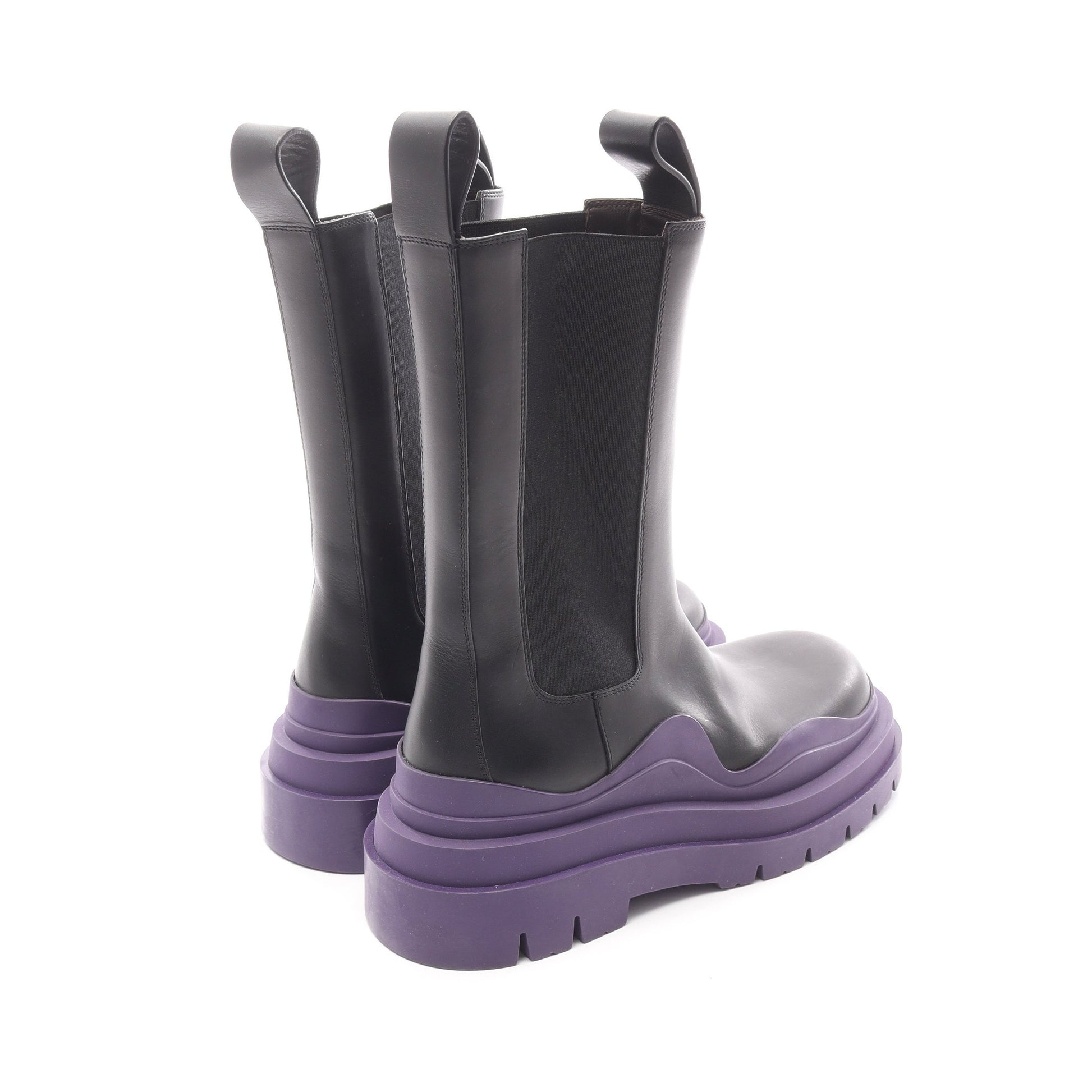TIRE BOOTS タイヤ チェルシーブーツ ブーツ レザー ブラック パープル ボッテガヴェネタ シューズ BOTTEGA VENETA