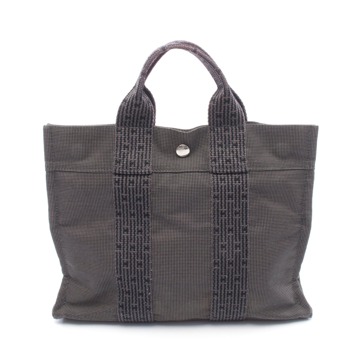 エールラインPM ハンドバッグ トートバッグ キャンバス ダークグレー シルバー金具 エルメス バッグ HERMES