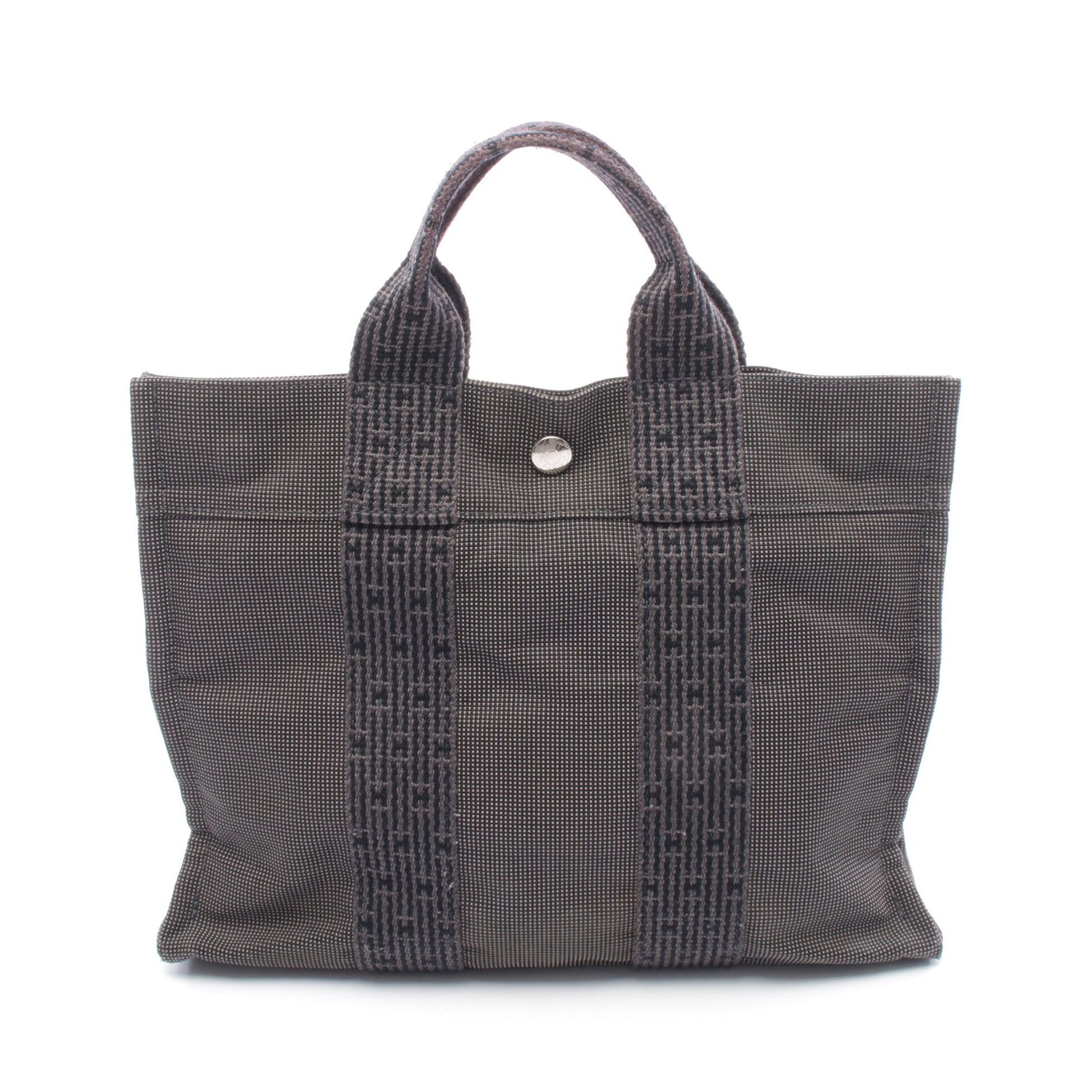 エールラインPM ハンドバッグ トートバッグ キャンバス ダークグレー シルバー金具 エルメス バッグ HERMES