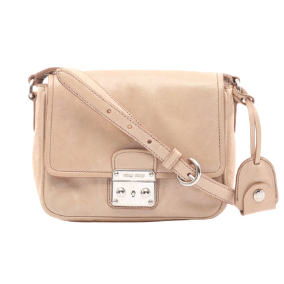 VITELLO SHINE ショルダーバッグ レザー ベージュ ミュウミュウ バッグ miu miu