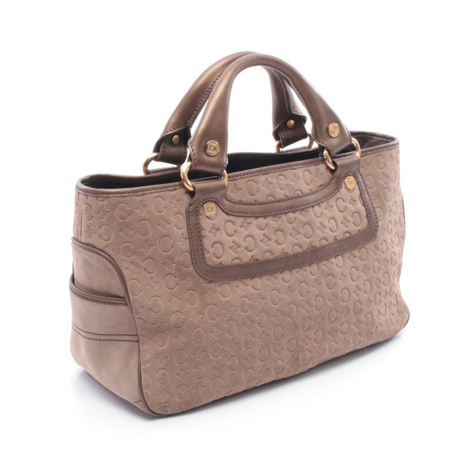 ブギーバッグ Cマカダム ハンドバッグ スエード レザー グレーベージュ ブロンズ セリーヌ バッグ CELINE