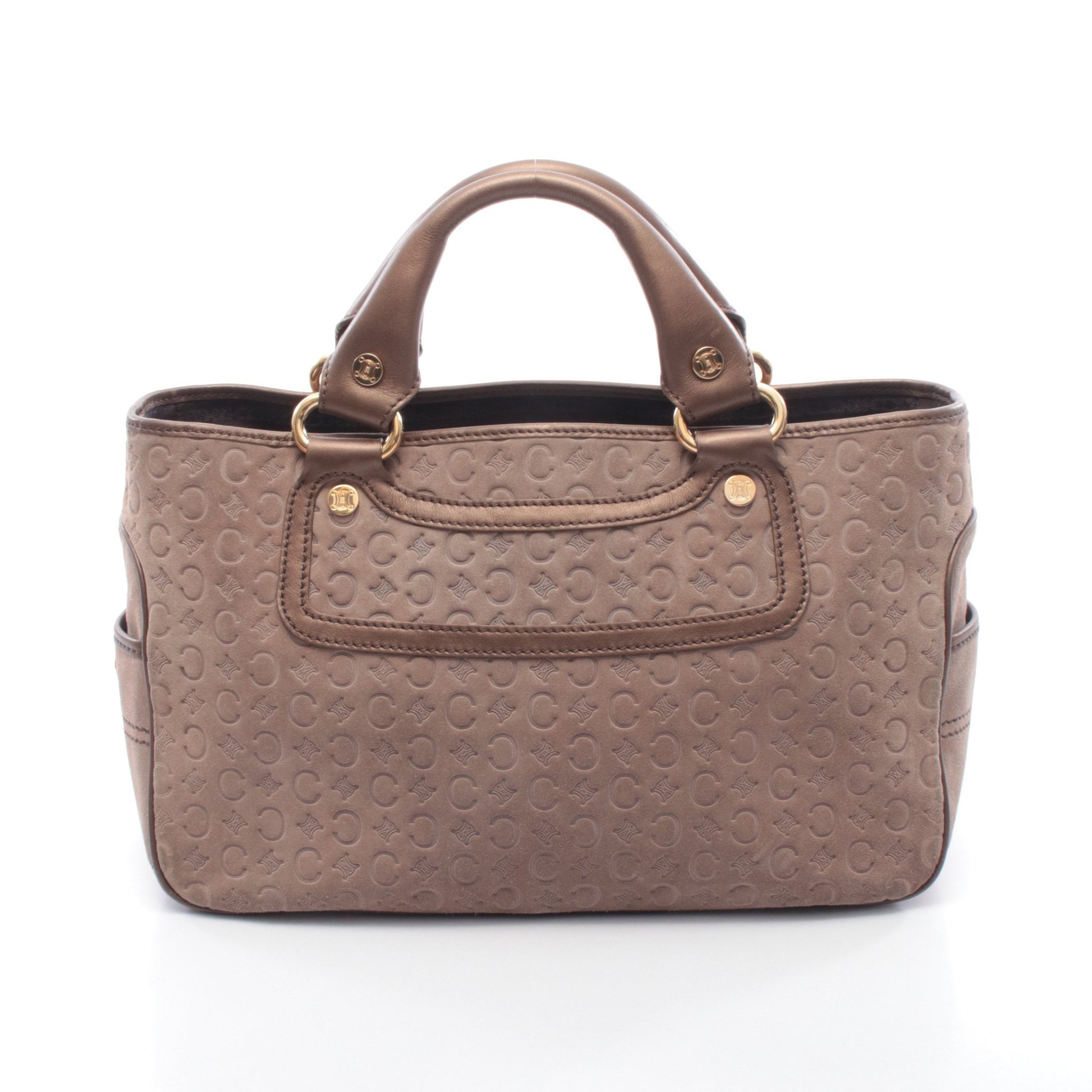 ブギーバッグ Cマカダム ハンドバッグ スエード レザー グレーベージュ ブロンズ セリーヌ バッグ CELINE
