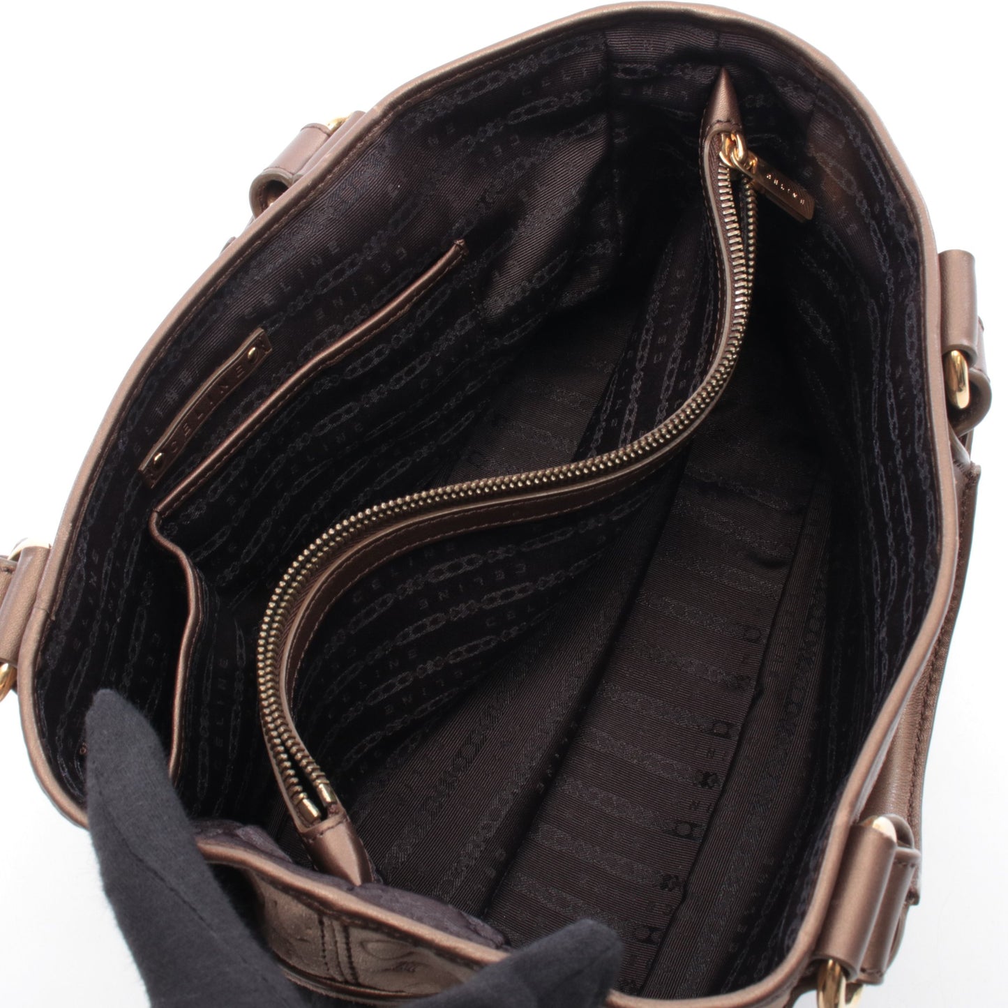 ブギーバッグ Cマカダム ハンドバッグ スエード レザー グレーベージュ ブロンズ セリーヌ バッグ CELINE