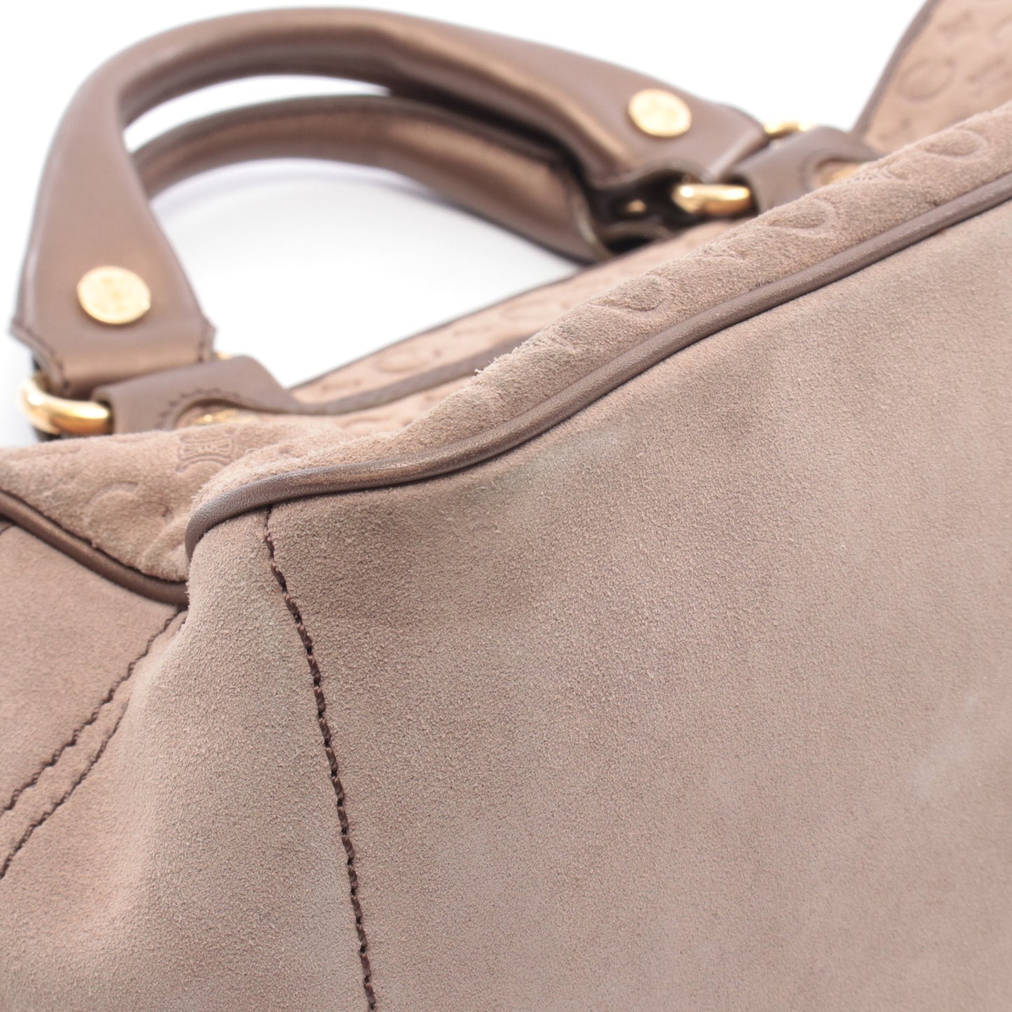 ブギーバッグ Cマカダム ハンドバッグ スエード レザー グレーベージュ ブロンズ セリーヌ バッグ CELINE