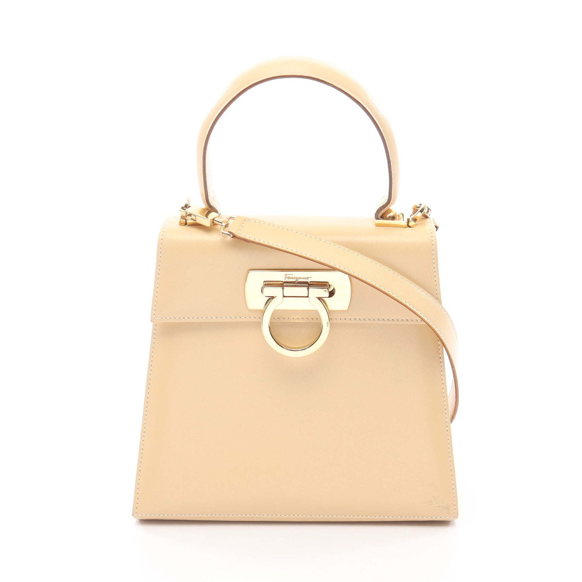 ガンチーニ ハンドバッグ レザー ベージュ 2WAY サルヴァトーレフェラガモ バッグ Salvatore Ferragamo