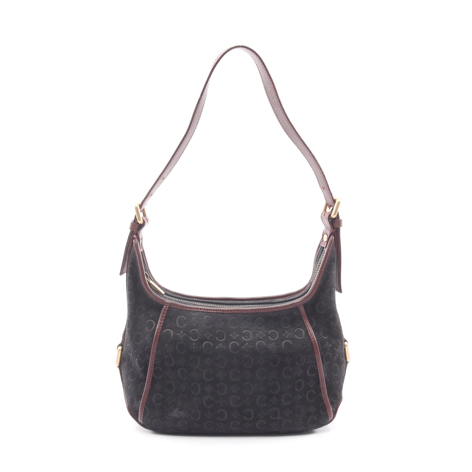 Cマカダム ショルダーバッグ スエード レザー ブラック ボルドー セリーヌ バッグ CELINE