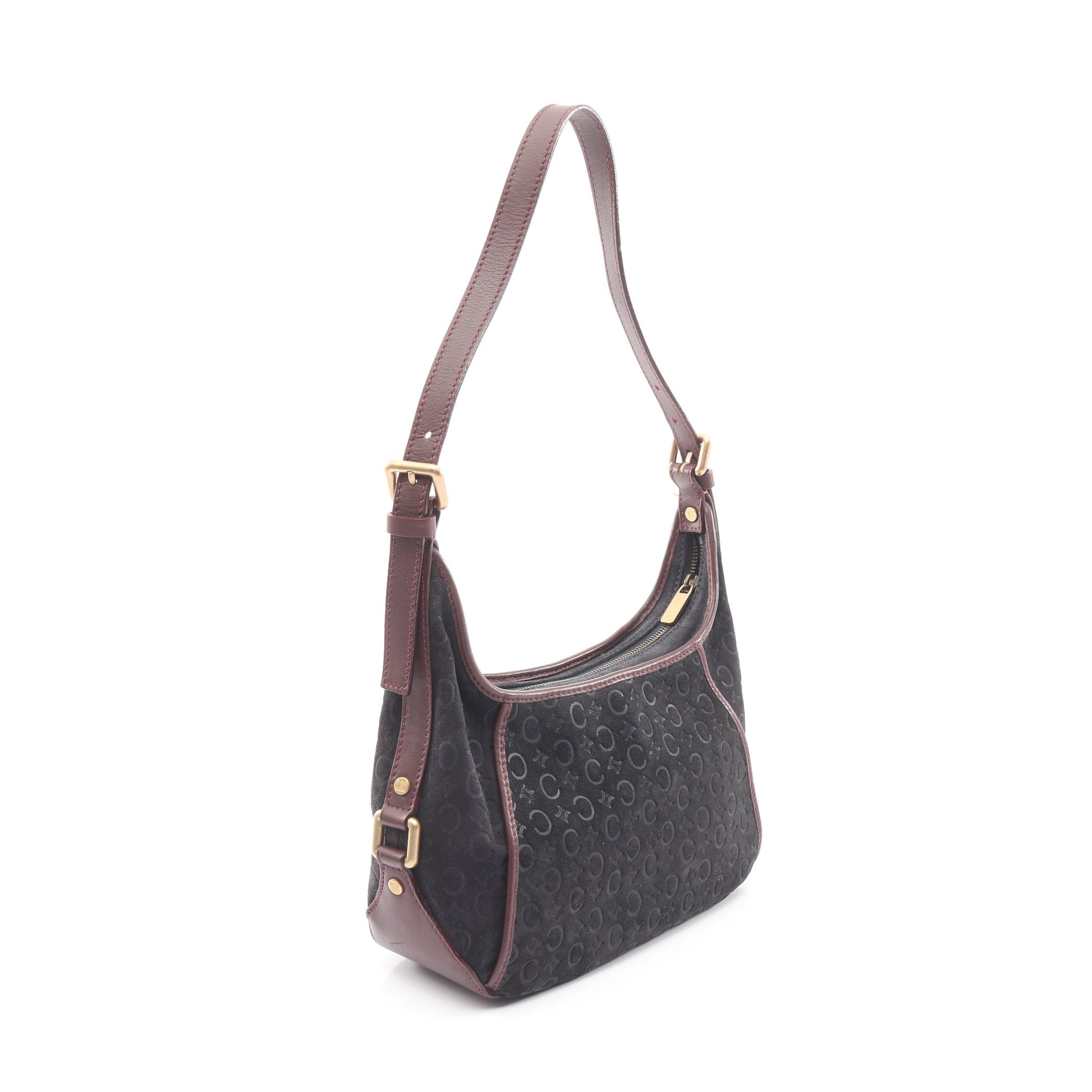 Cマカダム ショルダーバッグ スエード レザー ブラック ボルドー セリーヌ バッグ CELINE